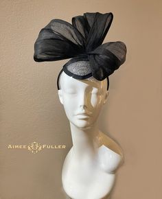 Black Bow Fascinator Hat Abaca Fabric High Tea Special Events - Etsy Black High Crown Hat For Evening, Elegant Black High Crown Costume Hat, Black Summer Wedding Headpieces, Black Costume Hats For Kentucky Derby Wedding, Black Mini Hat For Wedding At Royal Ascot, Black Kentucky Derby Costume Hat, Black Mini Hat For Kentucky Derby Wedding, Elegant Black High Crown Mini Hat, Black Fitted High Crown Costume Hat