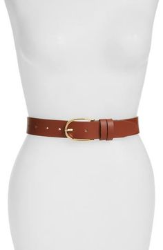 The double loops and polished metal buckle create an elegant vibe to this sleek belt that is made from lightly crackled leather. 1 1/4" belt width; 1 1/2" x 2" buckle Leather Imported Brown Belt Buckles For Workwear, Brown Workwear Belt Buckle With Closure, Leather Belt With Buckle Closure For Fall, Chic Brown Belt With Buckle Closure, Chic Office Belt With Buckle Closure, Chic Fitted Belt With Buckle Closure, Chic Brown Belt Buckles For Business, Modern Leather Belt For Fall, Chic Brown Business Belt