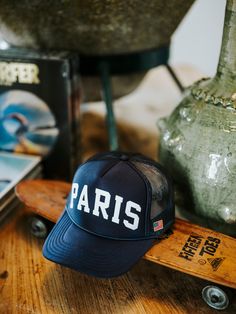 Ready for Paris?! We are! Adjustable Navy Foam Trucker Hat This hat is made to order and will ship in 3-5 business days MADE TO ORDER PRODUCTS ARE FINAL SALE Apothecary Candles, Perfect White Tee, Car Fragrance, Small Boutique, Vintage Patches, Hair Fragrance, Room Spray, Sticker Art, Shoe Box