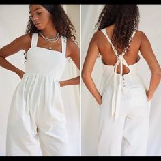 New Free People Endless Summer Josephine Cross Back Jumper Jumpsuit Size Xs Side Pockets Empire Waistline Tapered Legs Endless Summer Bust: 16” Across Rise: 23” Inseam: 28” White Wide Leg Jumpsuits And Rompers For Beach, White High-waist Jumpsuits And Rompers For Spring, White High-waist Jumpsuits For Spring, High-waist Jumpsuits And Rompers For Vacation, Casual White Wide Leg Jumpsuits And Rompers, Spring White Wide Leg Jumpsuits And Rompers, White High Waist Jumpsuits And Rompers For Summer, White High-waist Jumpsuits And Rompers For Summer, White Wide-leg Jumpsuits For Day Out