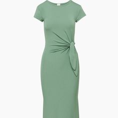 Aritzia Wilfred Jersey T-Shirt Maxi Dress In Gallery Green S/M $88 Back In. More Tee Please This Is A Crewneck T-Shirt Maxi Dress With A Tie Detail And Side Slits. It’s Made With Relux Jersey, An Ultra-Soft And Drapey Fabric That Uses Lenzing Ecovero Viscose Responsibly Sourced Wood-Based Fibres Produced Through A Process That Reduces Impact On Forests, Biodiversity And Water Supply. Responsible Forestry Materials & Care * Content: 90% Lenzing Ecovero Viscose, 10% Elastane * Care: Machine Wash * Chic Spring Midi Dress With Crew Neck, Chic Crew Neck Summer Dresses, Spring Fitted Crew Neck Maxi Dress, Casual Stretch Sheath Maxi Dress, Spring Stretch Dress With Tie Waist, Spring Dresses With Tie Waist And Stretch Fit, Fitted Casual Midi Dress With Crew Neck, Casual Fitted Crew Neck Midi Dress, Flattering Sheath Midi Dress For Summer