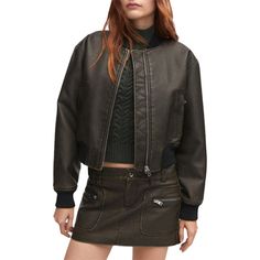 Women's Distressed Brown Bomber JacketProduct Specifications: Outer Material: Faux Leather Inner Material: Polyester Lining Closure: Zipper Color: Brown Edgy Cropped Jacket With Zipper For Fall, Edgy Leather Outerwear For Fall, Edgy Cropped Jacket With Pockets For Fall, Fall Leather Jacket For Streetwear, Fall Cropped Jacket With Zipper Closure, Edgy Cropped Jacket For Work In Fall, Edgy Leather Jacket With Pockets For Fall, Fall Leather Cropped Jacket For Streetwear, Casual Faux Leather Jacket For Fall