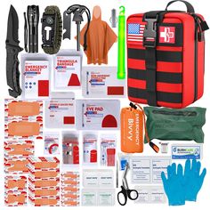 PRICES MAY VARY. ✔【 First Aid Kit Content】Not only medical supplies that meet family emergencies. Including bandages, sterilize supplies, dressings,israeli bandage edc. It also contains many outdoor survival equipment, such as tactical flashlight (no batteries),tactical knife,flint fire starter,10ft paracord bracelet with a compass, Whistle, emergency blanket and poncho. ✔【Compact and Portable】The overall dimension of the molle first aid kit is 8'' x 5'' x 6'' and weight only 2.2 lbs, it is an i First Aid Kit Contents, Camping First Aid Kit, Survival First Aid Kit, Flint Fire Starter, Mini First Aid Kit, Camper Travel, Outdoor Survival Kit, Emergency Blanket, Outdoor Survival Gear