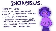 a drawing of a kid with the words dionysus written on it in front of him