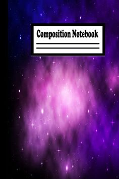 a purple and black background with the words composition notebook written in white on top of it