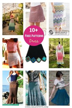 the top ten free crochet patterns for women's skirts and skirts are shown in