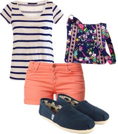 Clothes Casual Outift for • teens • movies • girls • women •. summer • fall • spring • winter • outfit ideas • dates • school • parties Polyvore :) Catalina Christiano Victoria’s Secret Fashion Show, Preppy Spring, Casual Chic Summer, Style Casual Chic, Summer Shorts Outfits, Look Short, School Looks, Baseball Game, Orange Shorts