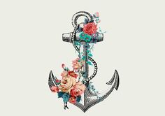 an anchor with flowers on it is shown in this artistic photo, and has been drawn by