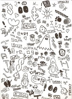 a drawing with many different designs on it