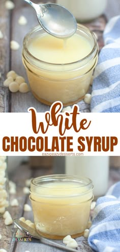 WHITE CHOCOLATE SYRUP FOR COFFEE White Chocolate Coffee Syrup Recipe, White Chocolate Simple Syrup, White Chocolate Powder Recipes, Chocolate Syrup For Coffee, White Chocolate Coffee Syrup, Syrups For Coffee, Coffee Sauce