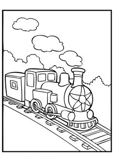 a black and white drawing of a train