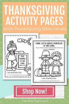 the thanksgiving activity pages for kids to color and learn how to use them with this printable