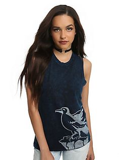 Harry Potter Mineral Wash Ravenclaw Girls Muscle Top, BLACK Great Grades, Rave Outfits Festivals, Harry Potter Outfits, Get Even, Types Of Girls, Silver Design, Emo Fashion, Swimsuit Dress, List Style