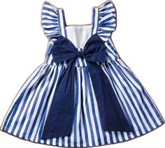 Playful Sleeveless Dress With Bow, Blue Sleeveless Dress For Beach, Navy Sleeveless Dress With Ruffles, Playful Striped Summer Dresses, Blue Summer Dress With Bow, Blue Sleeveless Dress With Bow, Cute Navy Sleeveless Dress, Cute Sleeveless Navy Dress, Playful Blue Sleeveless Summer Dress