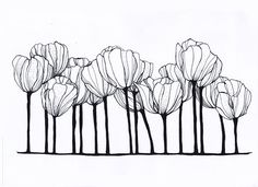 a line drawing of flowers on a white background