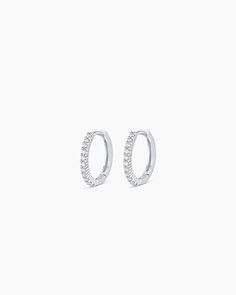 14k White Gold Diamond Pavé Huggies – gorjana Silver Huggies Earrings, Earrings Stacking, White Gold Hoop Earrings, Diamond Huggie Earrings, Diamond Huggies, White Gold Hoops, 14k Gold Necklace, Mix Style, Gold Necklaces