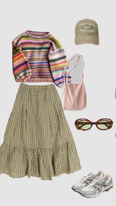 Fall Fashion Color Palette, Cool Teaching Outfits, Fun Quirky Outfits, Elementary School Teacher Aesthetic Outfits, Warm Autumn Outfits Capsule Wardrobe, Chessie Parent Trap Style, Elle Heartstopper Outfits, Artsy Outfits Aesthetic, Boho Church Outfit