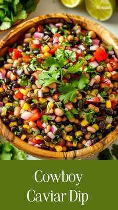 cowboy caviar dip with cilantro and lime