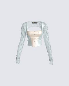 Not your average corset… This time she's long sleeve, lacey, and pastel 💥 Classy and sophisticated, but also knows how to have a good time 💕 Pastel Aesthetic Clothes, Long Sleeve Corset Top, Pastel Shirt, Baby Ballerina, Clothing Png, Corset Outfits, Alt Clothes, Dressy Casual Outfits, High Fashion Outfits