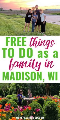 two pictures with the words free things to do as a family in madison, wi