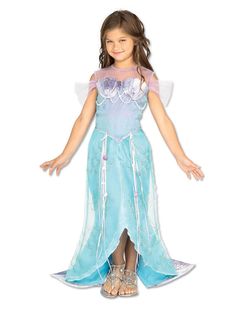 Girls' Princess Mermaid Costume - costumes.com Mermaid Costume Kids, Blue Mermaid Dress, Princess Ariel Dress, Girls Mermaid Costume, Fancy Dress Costumes Kids, Ariel Costume, Princess Fancy Dress, Mermaid Halloween Costumes, Ariel Costumes