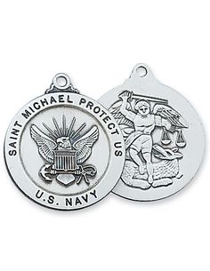 Sterling Silver St. Michael Navy Medal with 24 Silver Tone Chain St. Michael Medal  St. Michael Medal Necklace St Michael Prayer, St Michael Medal, Things That Float, Military Images, St Michael Pendant, Military Man, Pope John Paul Ii, Saints Medals, Military Gifts