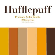 the color palette is brown, orange and yellow with words on it that read's hue