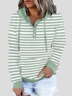 Gender:Women Type:Hoodies Feature:Striped. Button. Pocket. Drawstring Material:Polyester Style:Casual/Fashion Color:Black. White. Multicolor. Green. Blue Size:S. M. L. XL. 2XL Please Note:All Dimensions Are Measured Manually With A Deviation Of 1 To 3cm. How To Draw Hoodies, How To Fold Hoodies, Custom Hoodies Ideas, Hoodie And Leggings Outfit, Hoodie And Leggings, Hoodies Aesthetic, Matching Hoodies, Women Hoodies, Leggings Outfit