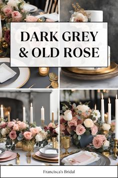 the dark grey and old rose wedding theme