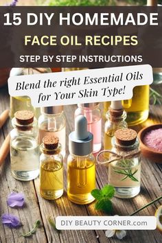 How to Make a Custom Face Oil Blend with Essential Oils Diy Face Oil Anti Aging, Diy Face Oil Serum, Oils For Face Skincare, Face Oil Diy, Anti Aging Essential Oil Blend, Diy Face Serum Recipe, Facial Oil Recipe, Face Oil Recipe, Diy Anti Aging Serum