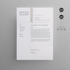 a clean and modern resume template with minimal lines on the front, side and back