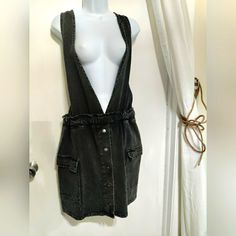 Distressed, Black Denim Overall Dress. Casual Weekend Dressing, Great With Clogs, Sandals Or Mod Boots (Boots, Clogs And Crossbody Bag Shown Available For Purchase In Closet). Brass Snap Closure, Elastic Waist, Two Side Pockets. New! Never Worn. Fits Jr. L (9/11) Or Ladies Sz 6-8, Too. Do Denim Differently;) Bonus *I'll Include The Cropped Tank Top With Purchase If You Want Casual Black Denim Dress, Trendy Black Denim Dress With Pockets, Black Cotton Denim Dress For Night Out, Casual Black Denim Dress With Pockets, Chic Black Denim Dress With Pockets, Chic Denim Dress With Pockets For Night Out, Casual Black Denim Dress For Night Out, Chic Black Denim Dress, Black Denim Overall Dress