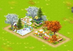 an animal farm is shown in this screenshot from the game, which features animals and trees