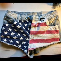 Topshop Brooke Denim Shorts, Never Worn, Tags Still Intact. American Flag Print With Distressed Detail. Usa Size 6. Americana Style Denim Jean Shorts For Spring, Trendy American Flag Print Bottoms For 4th Of July, Trendy Cotton Jean Shorts For 4th Of July, Trendy Cotton Jeans For 4th Of July, High Waist Bottoms With American Flag Print For Spring, Spring High Waist Bottoms With American Flag Print, American Flag Print Cotton Jean Shorts For Spring, Casual Flag Print Jean Shorts For Spring, Trendy Spring Bottoms With Flag Print