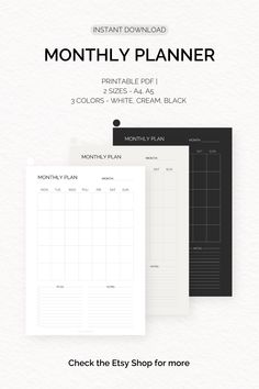 the printable planner is shown in black and white