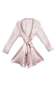 Sultry and luxuriously soft silk means indulgent comfort in this dream-worthy robe that's gentle on the skin thanks to hypoallergenic properties. 35" length Shawl collar Removable tie belt Lined 100% mulberry silk Machine wash, dry flat Imported OEKO-TEX®–certified materials free of harmful substances Chic Silk Sleepwear With Satin Finish, Satin V-neck Robe For Daywear, Elegant Wrap Robe With Tie Waist, Fitted Silk Robe For Loungewear, Silk Fitted Robe For Loungewear, Elegant Fitted Sleep Robe, Elegant Fitted Robe For Sleep, Fitted Satin Robe For Loungewear, Fitted Silk Long Sleeve Sleepwear