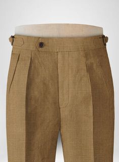 Looking good and smart in the summer is chic – you just have to find your perfect linen pants and flaunt a casual business look. And you need some extra freshness, so take a look at our Sepia Brown Linen Highland Trousers. Crafted from pure linen in 40s Lea, the pants are very durable, strong and comfortable. Our linen trousers would be the first choice, adding some extra freshness to your summer collections.  
 
Look Includes    Sepia Brown  Linen  Fabric  Cross Pocket  Forward 2 Pleats  Side Tabs (No Loops)- Arrow Shape  Bottom Cuff (1.5")  Two Welted Back Pockets on Trousers   You can change the look during customization if required. 
 
 Lining: Viscose, Dry Clean. Lavender Suit, Light Grey Suits, Fabric Cross, White Herringbone, Paisley Shirt, Linen Suits, Herringbone Tweed, Green Suit, Beautiful Suit