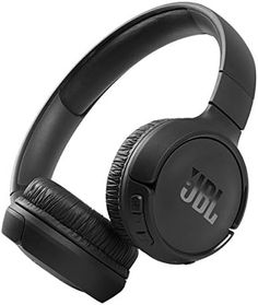 the jbl headphones are black and have microphones attached to it's ears