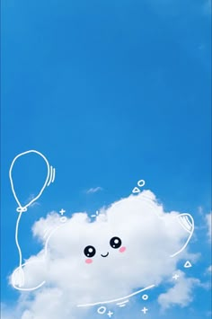 a white cloud with a face drawn on it