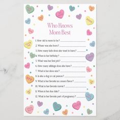 a printable valentine's day game with hearts and question marks on the front