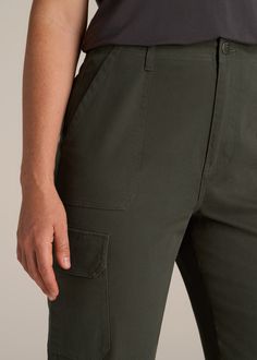 About Our Straight Leg Cargo Chino Pants for Tall Women The style and utility of a cargo pant meets an extra-long inseam on these chinos for tall women. Designed specifically for ladies from 5’9 to 6’6, they have a high rise and a straight leg that creates a modern, flattering fit. These women’s tall pants are made with stretch-infused cotton that’s been pre-washed and shrinkage controlled to make sure the silhouette stays perfect. Store everything you need for a day on the go with plenty of poc Pants For Tall Women, Dark Moss Green, Womens Chinos, Tall Pants, High Rise Pants, Cargo Pant, Chino Pants, Tall Women, Arm Sleeve