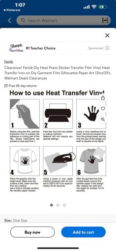 the instructions for how to use heat transfer vinyl