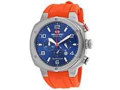 Stainless steel case, Silicone strap, Blue dial, Quartz movement, Scratch resistant mineral, Water resistant up to 10 ATM - 100 meters - 330 feet //  SP3345 Mineral Water, Quartz Movement, Stainless Steel Case, Wrist Watch, Water Resistant, Stainless Steel, Orange, Water, 10 Things