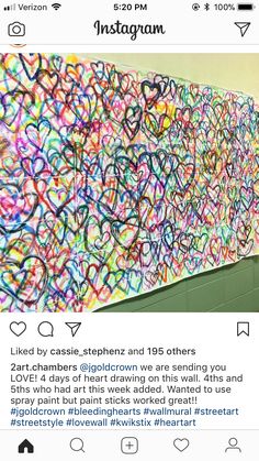 the instagram page on instagram com with an image of hearts painted on it