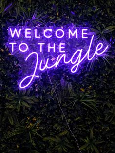 a neon sign that says welcome to the jungle