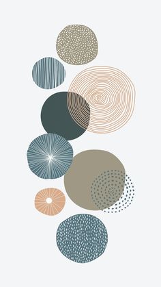 an abstract art print with circles and dots