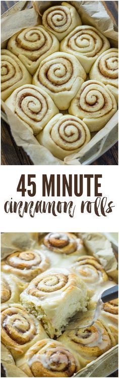 an image of cinnamon rolls with text overlay