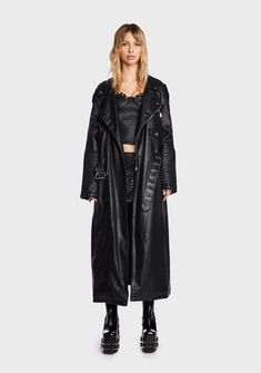 Edgy Faux Leather Outerwear For Streetwear, Fall Punk Faux Leather Outerwear, Mood Grunge, Fall Gothic Leather Outerwear, Black Leather Punk Outerwear, Grommet Belt, 90s Platform Shoes, Leather Trench Coat Goth, Grunge Clothing