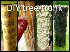 four different types of tree trunks with the words diy tree trunk