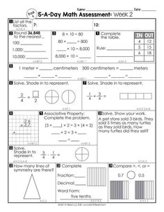 worksheet for 5th grade students to practice the 5 - a - day math assignment